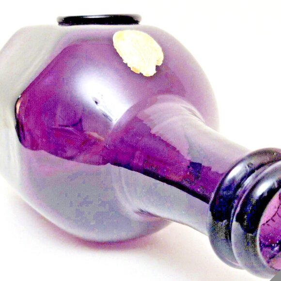Blenko Handblown Glass Jn o Greenhow Wmsburg 1770 Purple Bottle W/SEAL &… - Picture 3 of 12